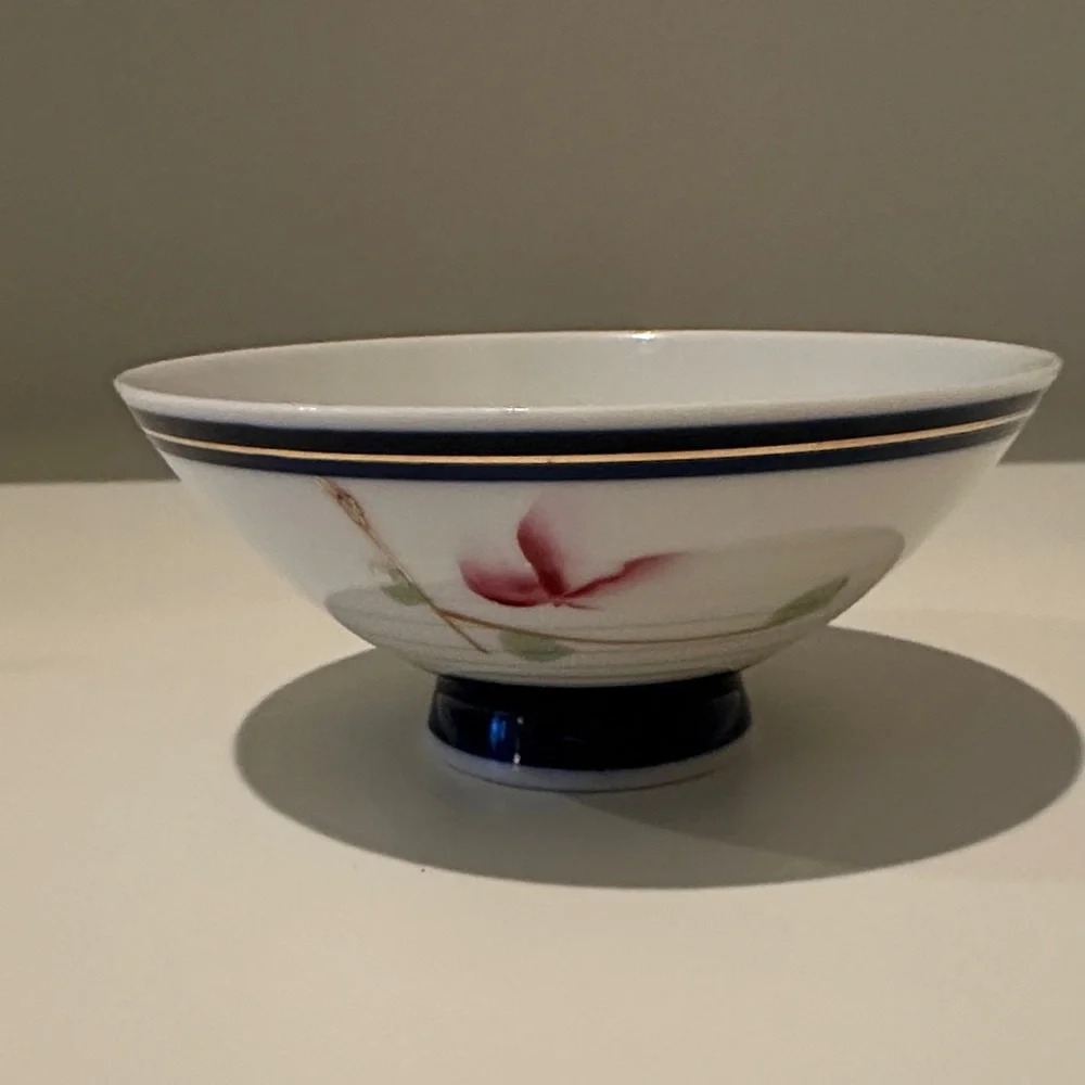 2 for $10 🎁Vintage Rice/Noodle Bowl with Blue, Pink & Gold Design